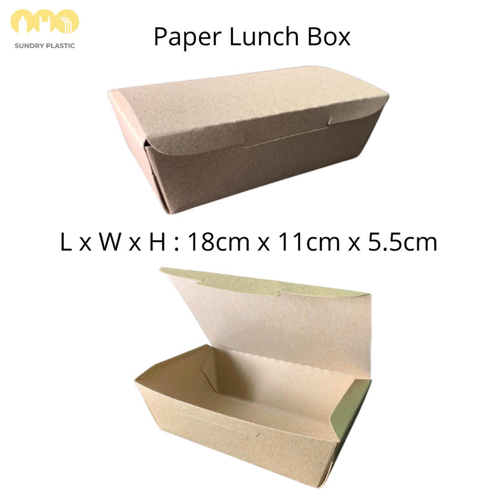 [50pcs] Paper Lunch Box Brown / Disposable Paper Lunch Box Shopee