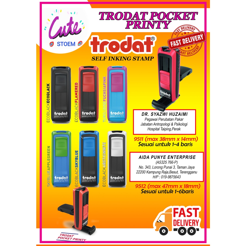 Rubber Stamp Pocket Stamp / Cop / Getah Merah (SelfInking) NEW PATENT