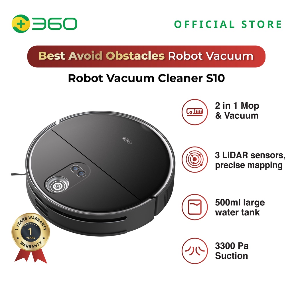 (Ready Stock) 360 Robot Vacuum Cleaner S10 2 in 1 Sweep and Mop APP