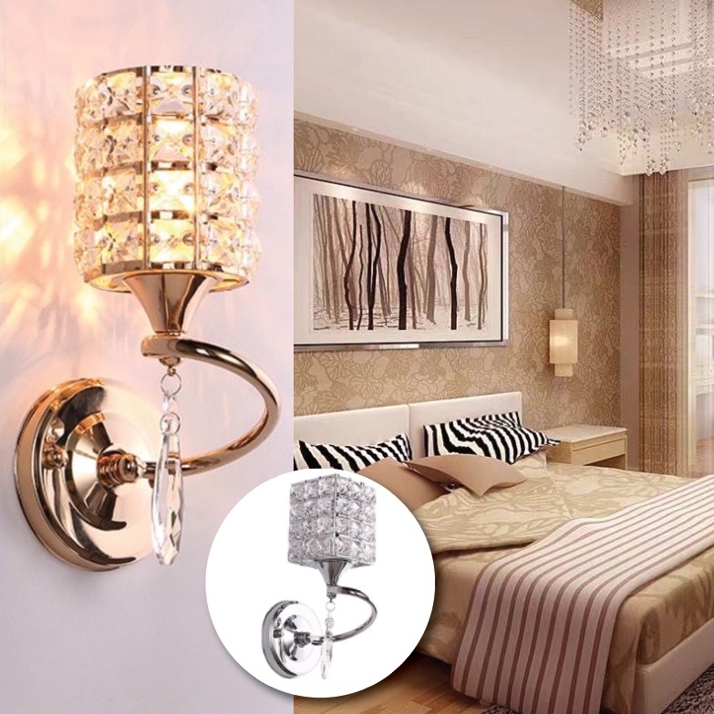 NEW Crystal Effect Wall Light for Living and Bed Hall GOLD OR SILVER