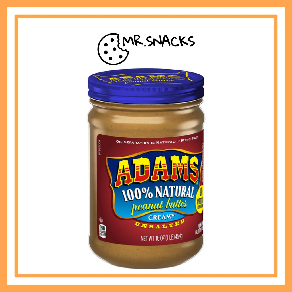 Adams 100 Natural Peanut Butter Creamy Unsalted 454g Shopee Malaysia