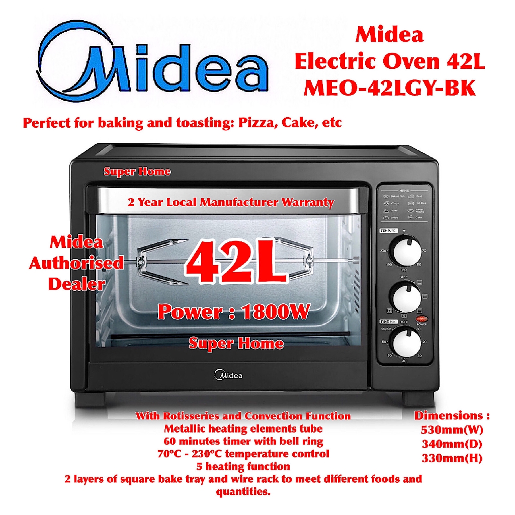 Midea Convection Electric Oven MEO42LGYBK (42L) Shopee Malaysia