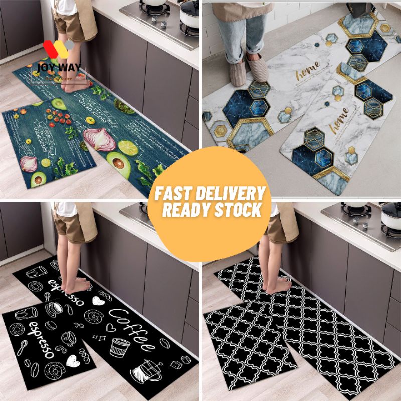5D Kitchen Mat Anti Slip 2pcs Set Floor Mat Waterproof Kitchen Carpet