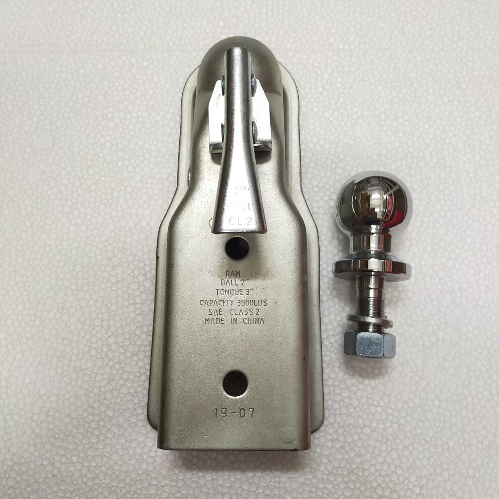 TRAILER COUPLER 2" BALL SIZE TONGUE 3" & TRAILER BALL SIZE 2" X 3/4