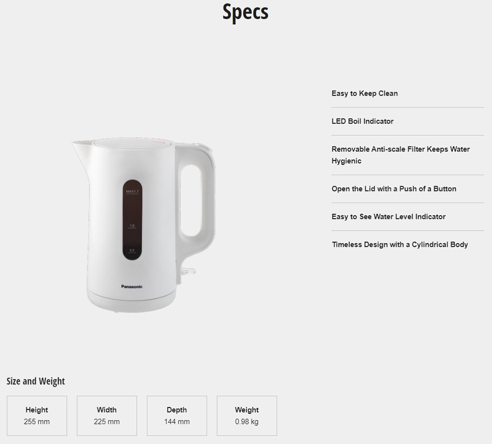 Panasonic NCK101 1.7L White Plastic Electric Kettle Shopee Malaysia