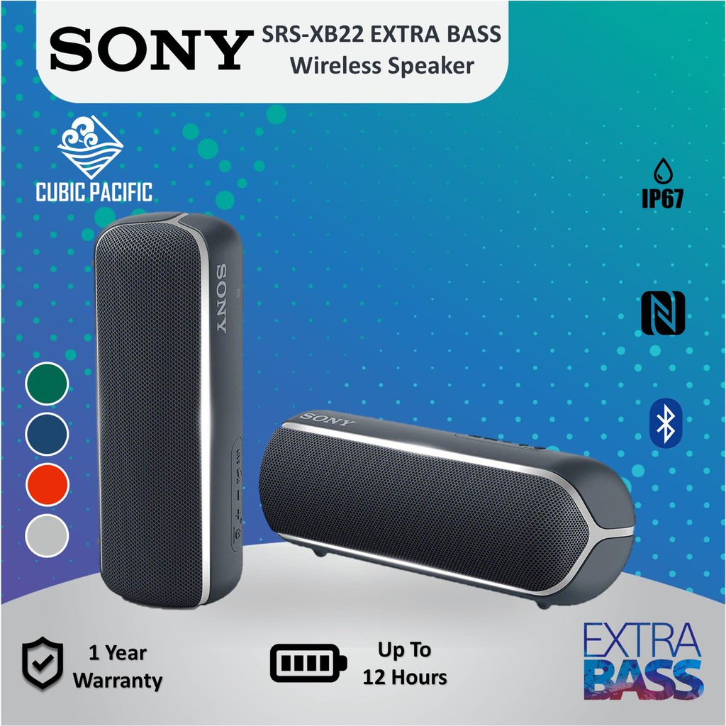 Sony SRSXB22/B Portable Wireless Bluetooth Speaker Water