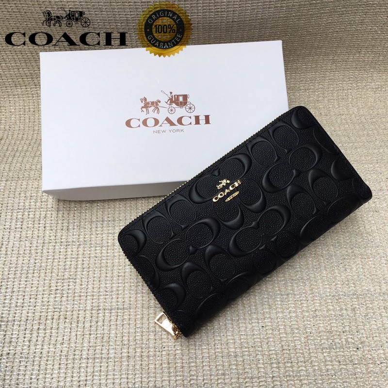 Coach long wallet women embossed zipper wallet multicard slot large capacity in stock 53834