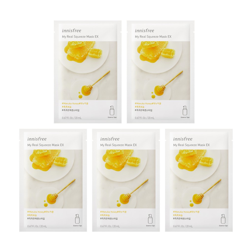 [Bundle of 5] Innisfree My Real Squeeze Mask EX Manuka Honey Shopee