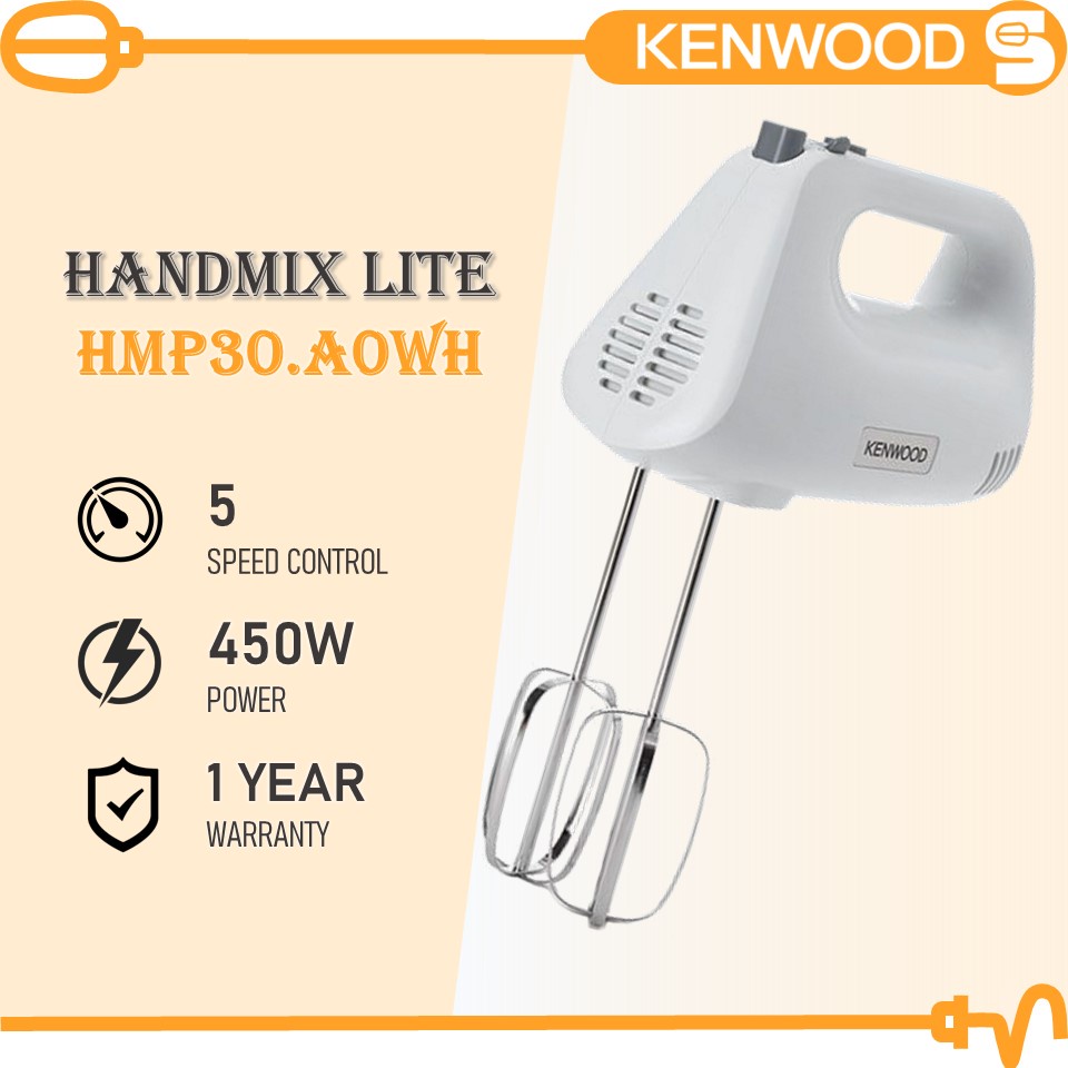 KENWOOD Handmix Lite HMP30.A0WH White (450W) 5 Speed Hand Mixer