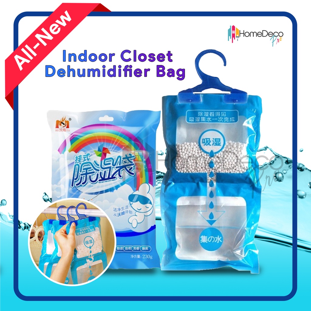 Compact Indoor Closet Dehumidifier Bag Moisture Absorber Mildew Drying