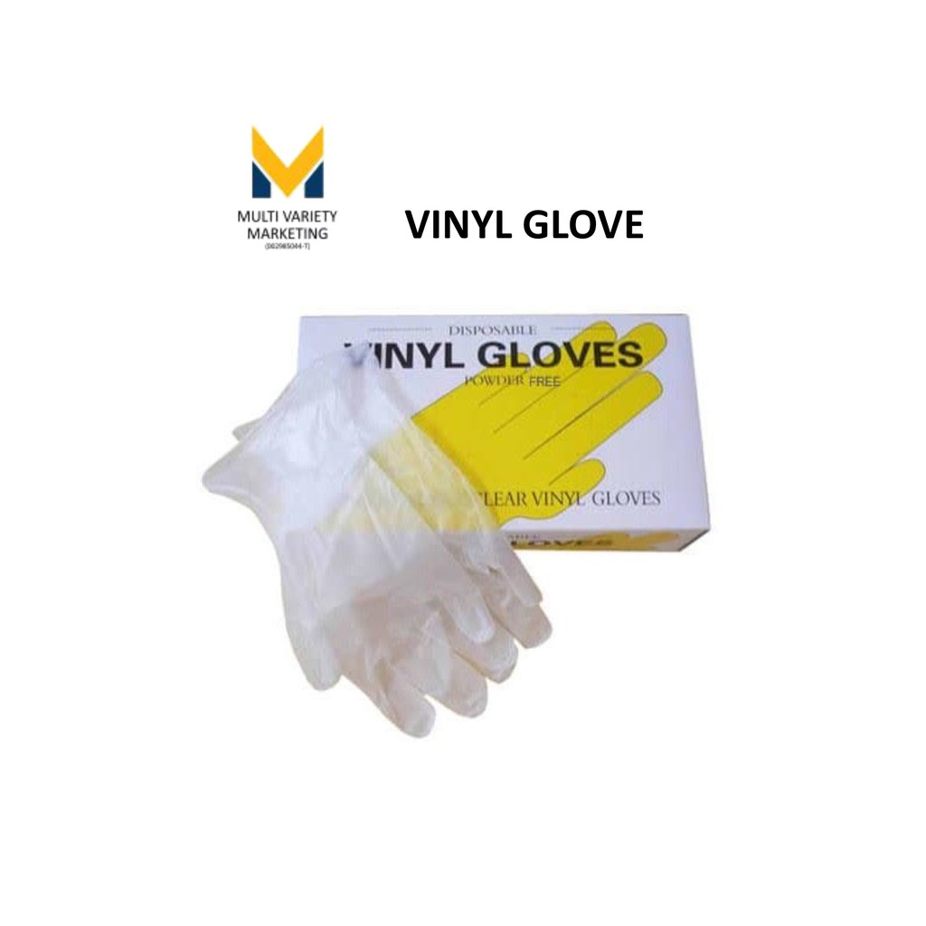 MVM Vinyl Gloves Disposable Clear Powder Free (Size M / L) Material
