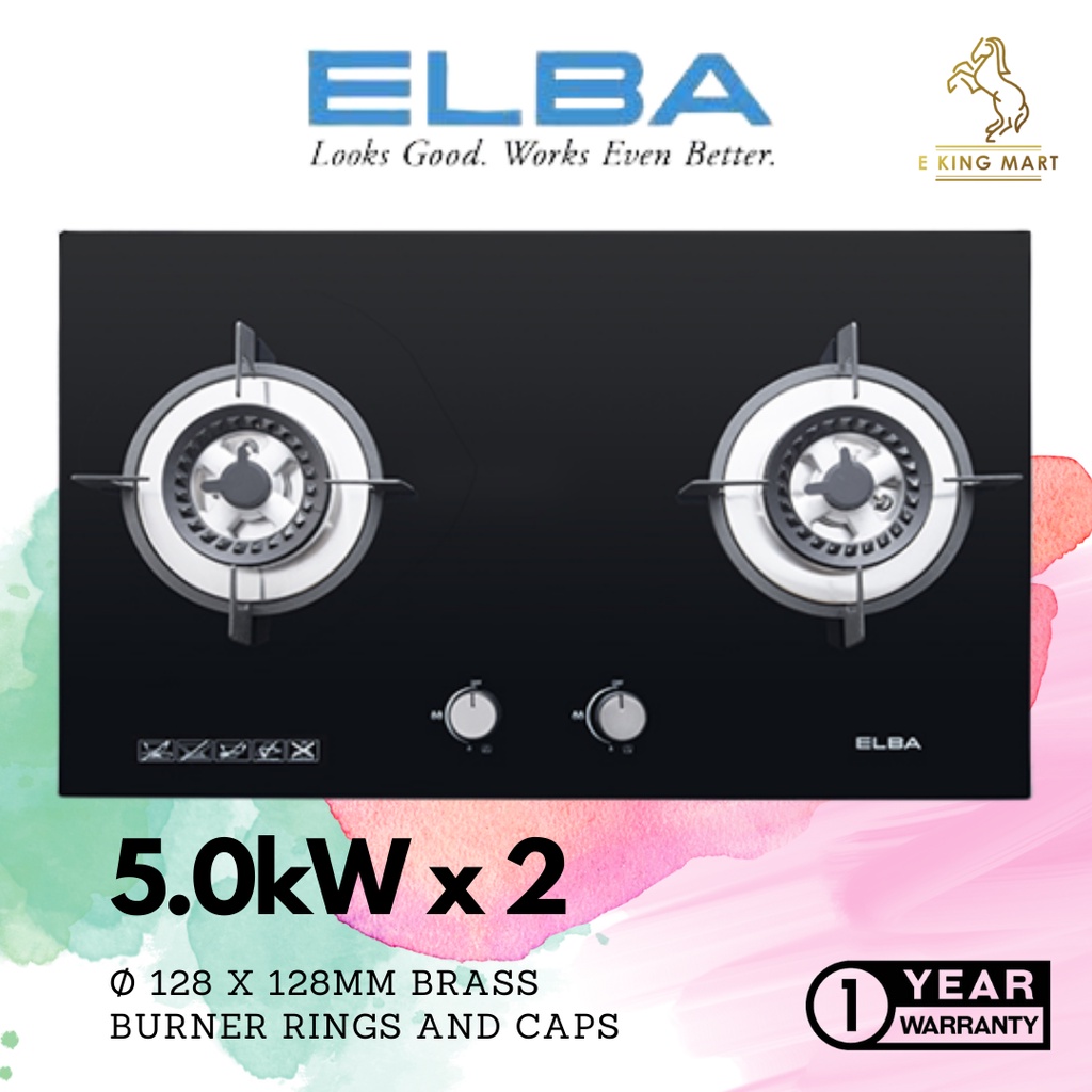 ELBA BuiltIn Glass Hob Stove Cooker 3 Burner High Flame 5KW EGHK8843G