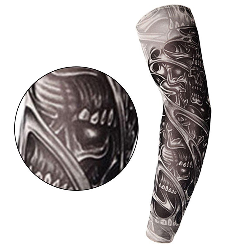 Punk Skull Theme Fake Tattoo Sleeves Nylon Elastic Arm Temporary Tattoos Sleeves | Shopee Malaysia 800_x_800_jpg