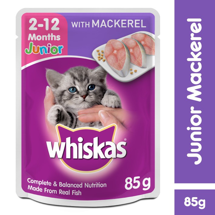 24X WHISKAS POUCH JUNIOR MACKEREL 85G Shopee Malaysia