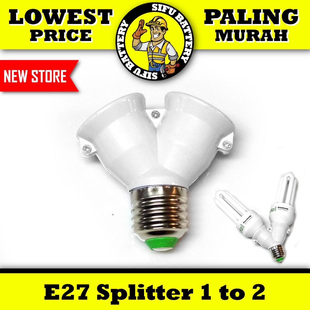 E27 to E27 Light Bulb Base Splitter 1 to 2 Adaptor E27 Male E27 Female