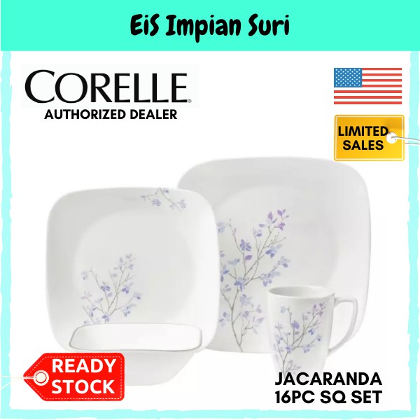 (Ready Stock!!) Corelle Jacaranda 16pc Square Dinnerware Set (1106610