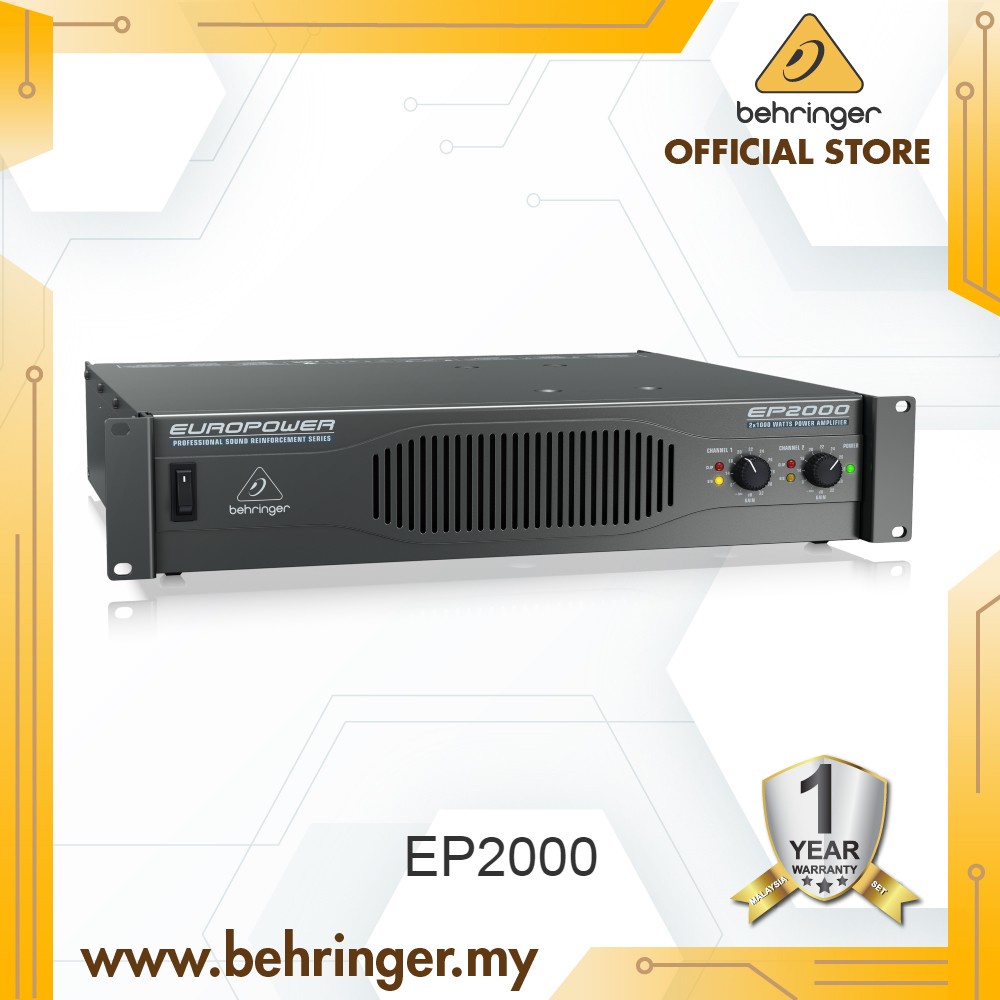 Behringer EP2000 2 x 350W 8 Ohm Power Amplifier, 2000 Watt Bridge