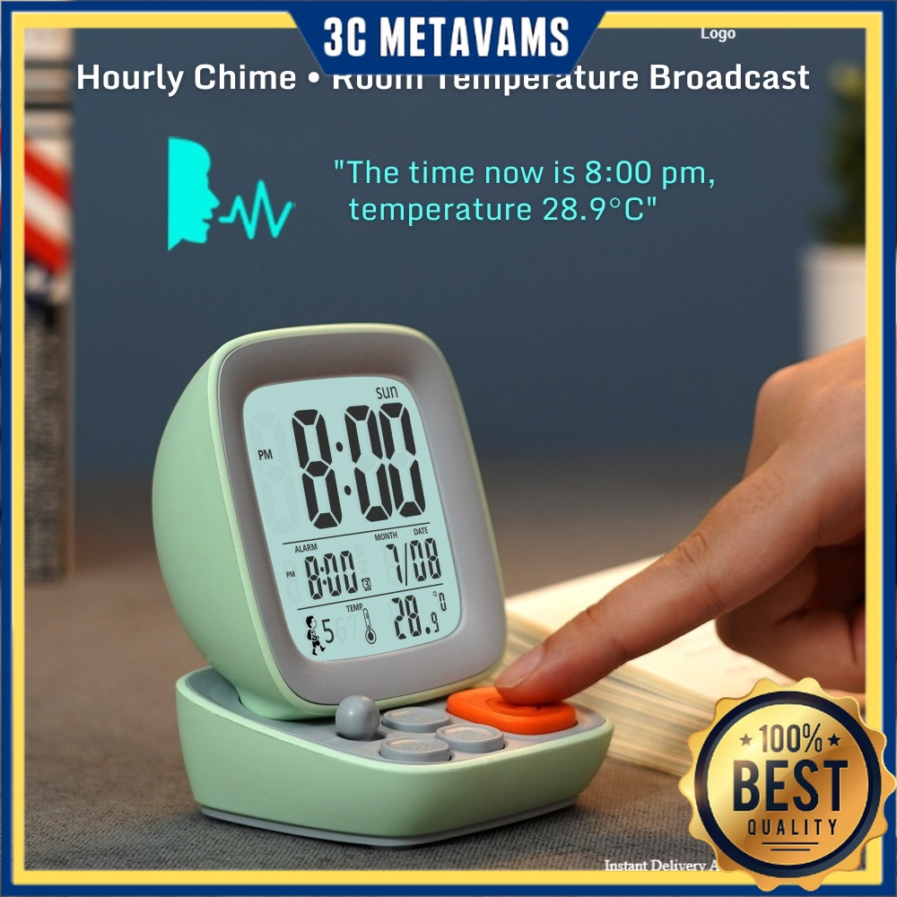 Cute Expression Jam Alarm Clock Multi Function Digital Led Light Bedside Thermometer Clock Home