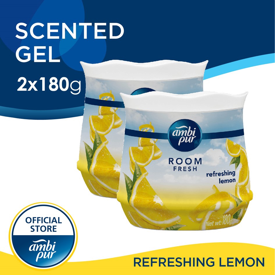 Ambi Pur Room Fresh Air Freshener Gel Refreshing Lemon (180g x 2