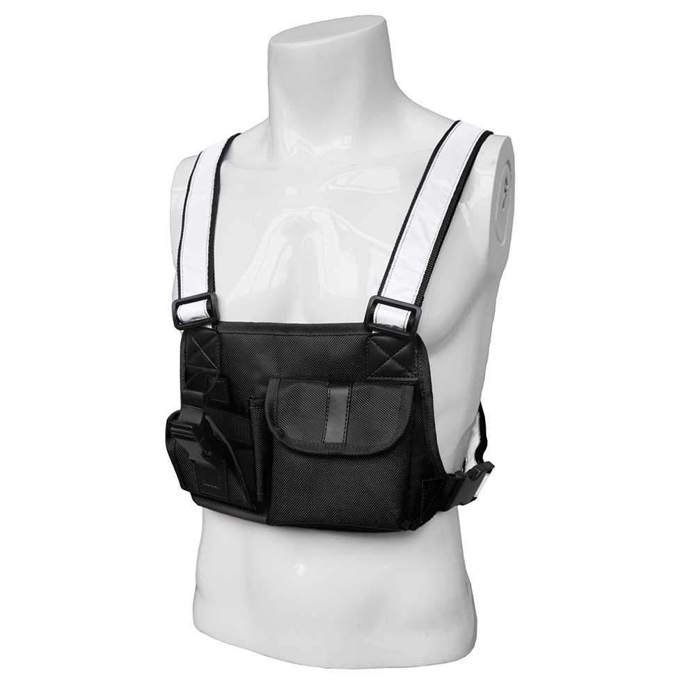 Men Outdoor Radio Chest Harness Bag Holster Holder Vest Rig (Black