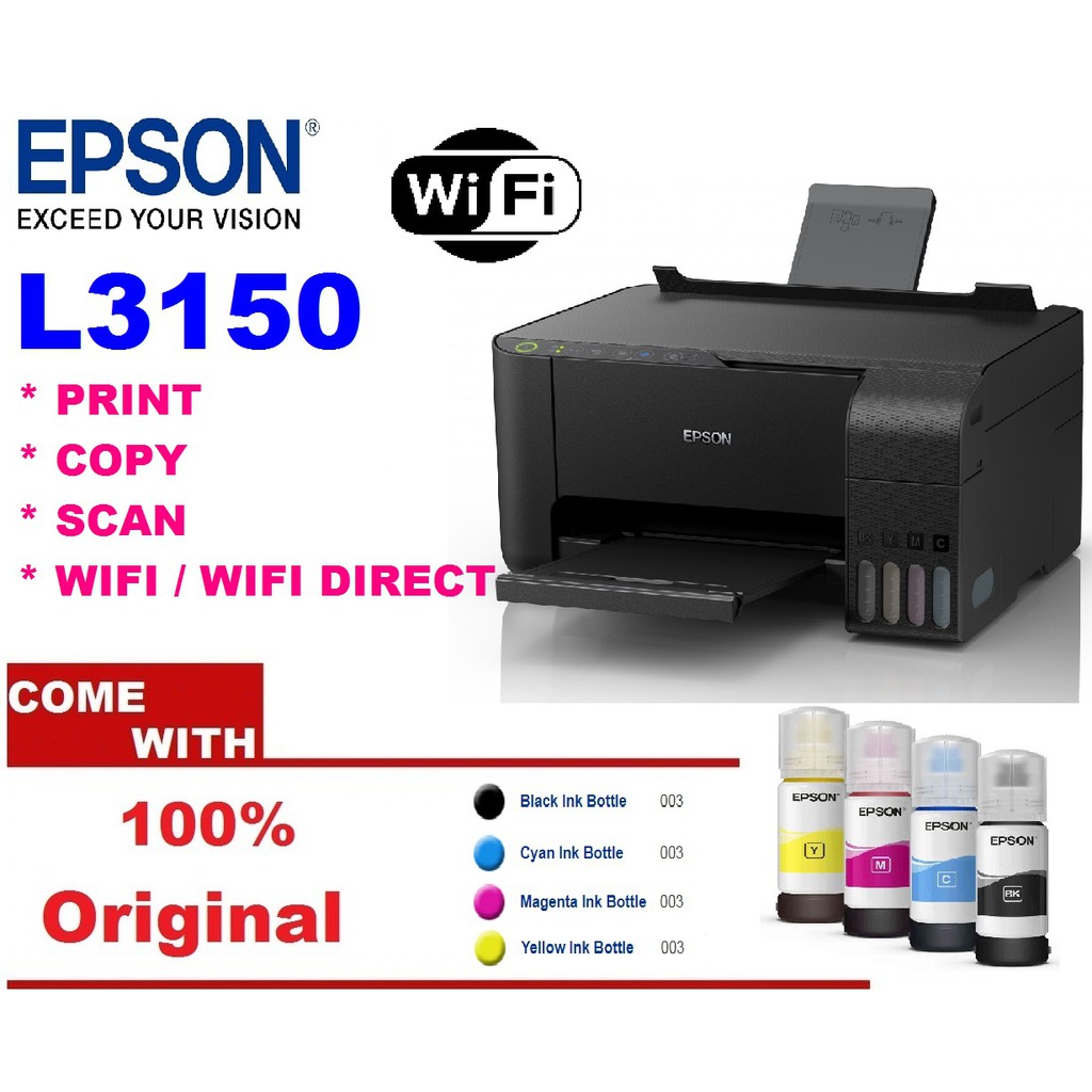 Epson EcoTank L3150 / L3156 WiFi AllInOne Ink Tank Printer Shopee