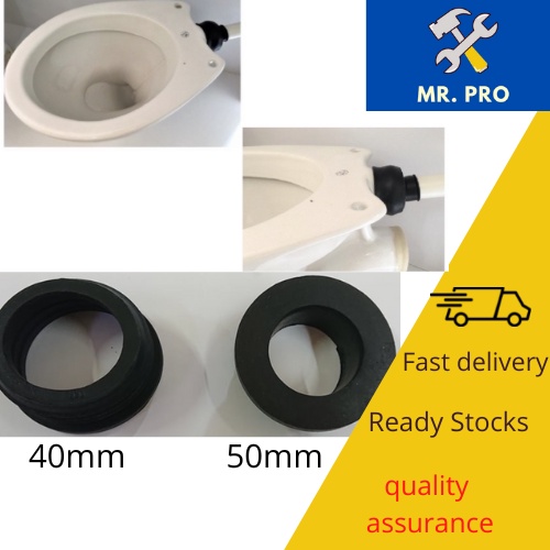 TOILET WC BLACK RUBBER CONE FOR LOWER LEVEL CISTERN PIPE / FLUSH PIPE