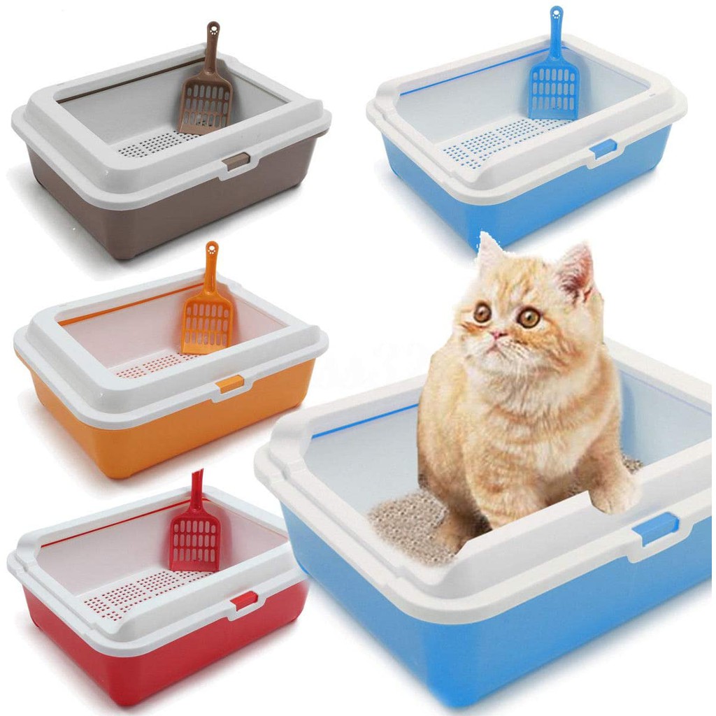 Cat Kitten Double Layer Sifting Litter Tray Toilet Box with Scoop Set