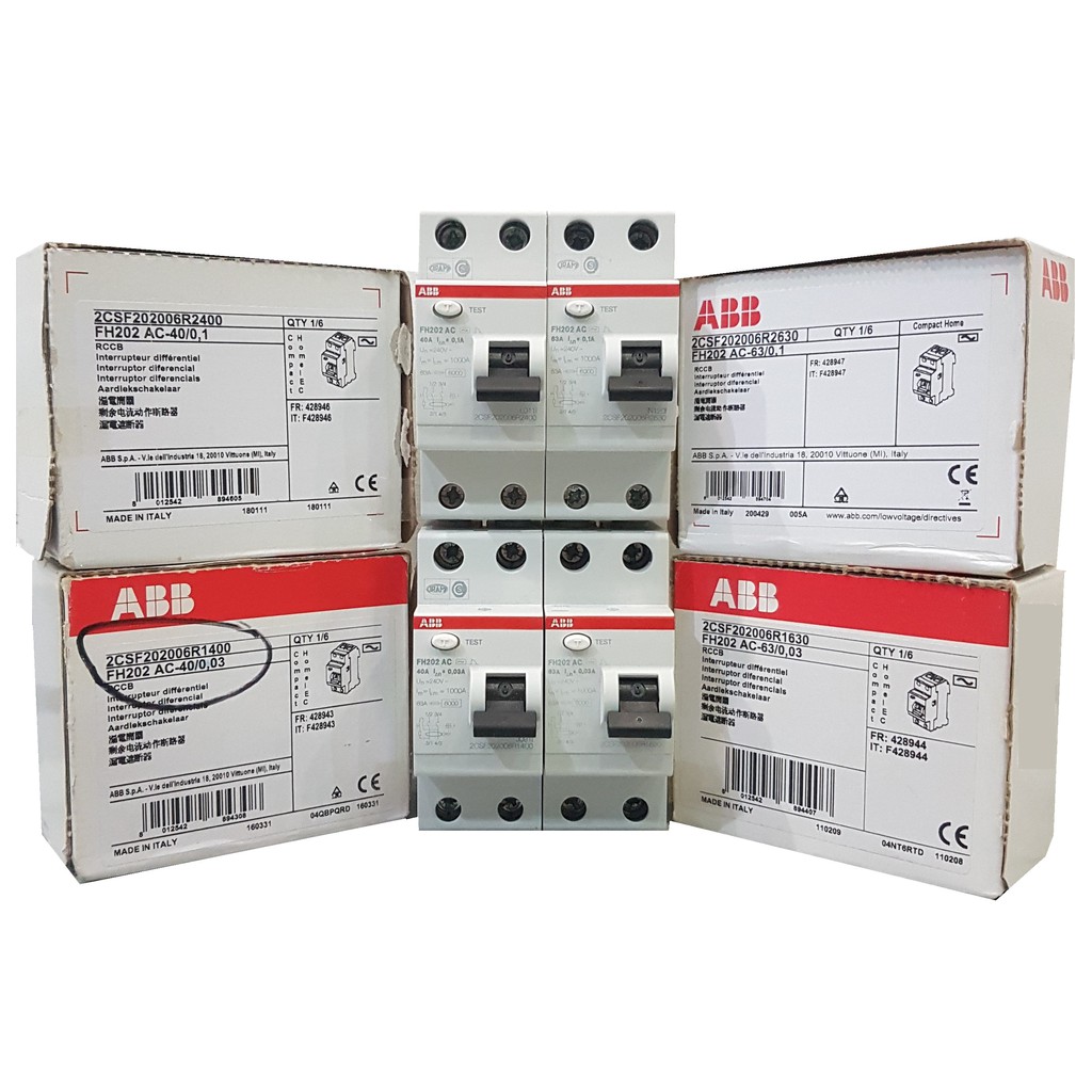 ABB Single Phase RCCB/ELCB (40A 30mA/0.03, 40A 100mA/0.1, 63A 30mA/0.03