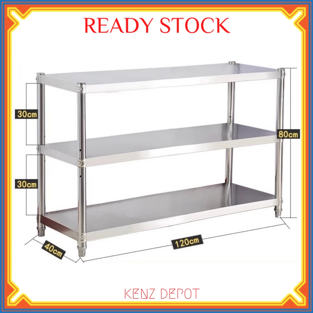 KENZ DEPOT 3 TIER STAINLESS STEEL KITCHEN STORAGE RACK Shopee Malaysia