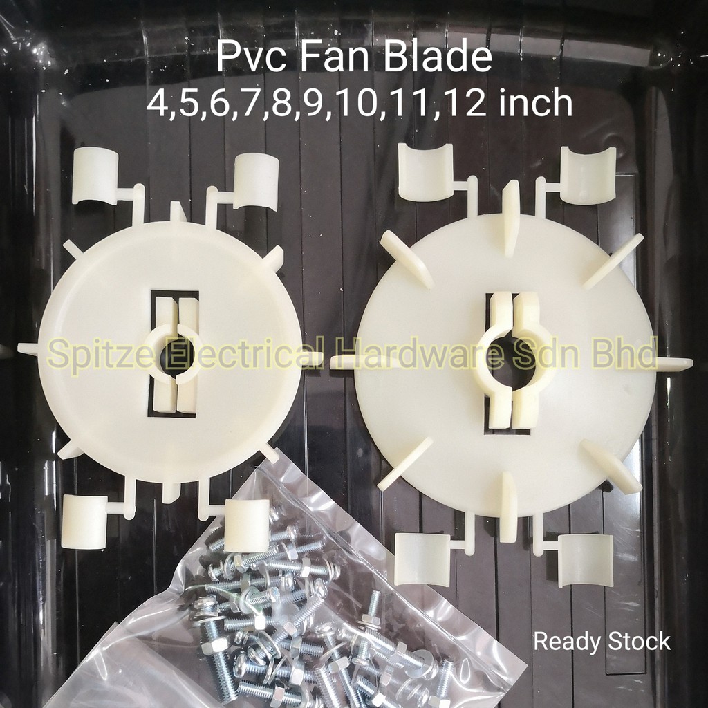 4 5 6 7 8 9 10 11 12 INCH PVC PLASTIC MOTOR FAN BLADE C/W COLLAR SCREW