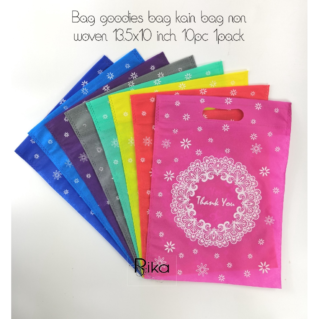 Bag goodies bag kain bag non woven 13.5x10inch 34x25cm 10pc 1pack