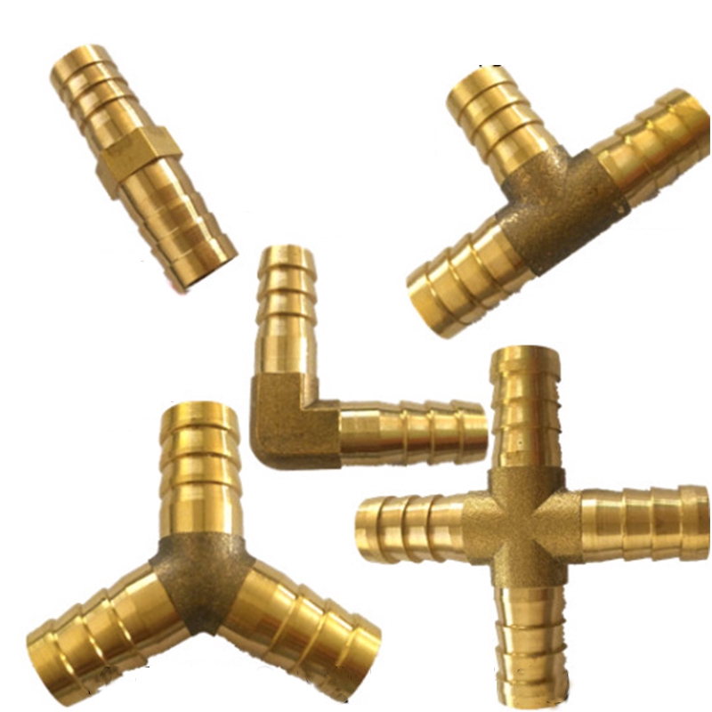 Brass Barb Pipe Fitting 3 4 Way T Y Straight Elbow Hose Barb 6 8 10 12 14 16 19mm Copper Barbed