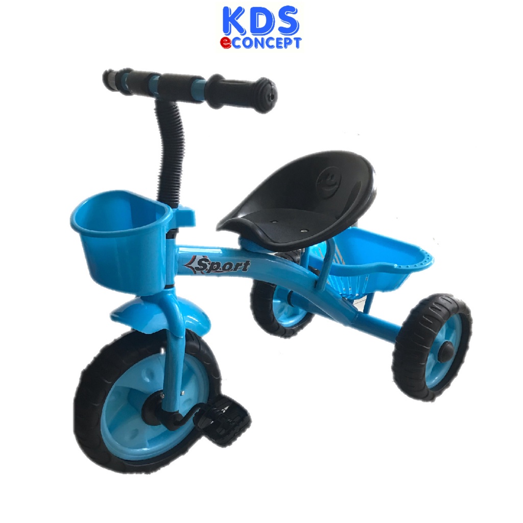 [KDS E Concept] Kid Cute Metal Tricycle With Front & Rear Basket Ride