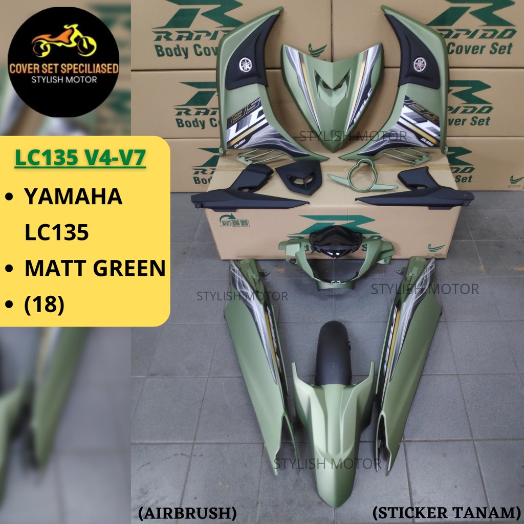 (STICKER TANAM/AIRBRUSH) RAPIDO COVER SET LC135 V4 V5 V6 V7 (18) MATT