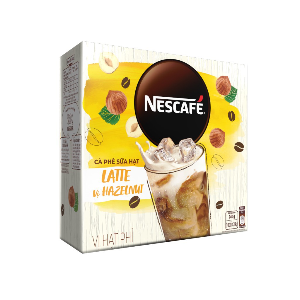Nescafe Latte Instant Coffee Hazelnut Milk Flavor (Box Of 10 Packs x