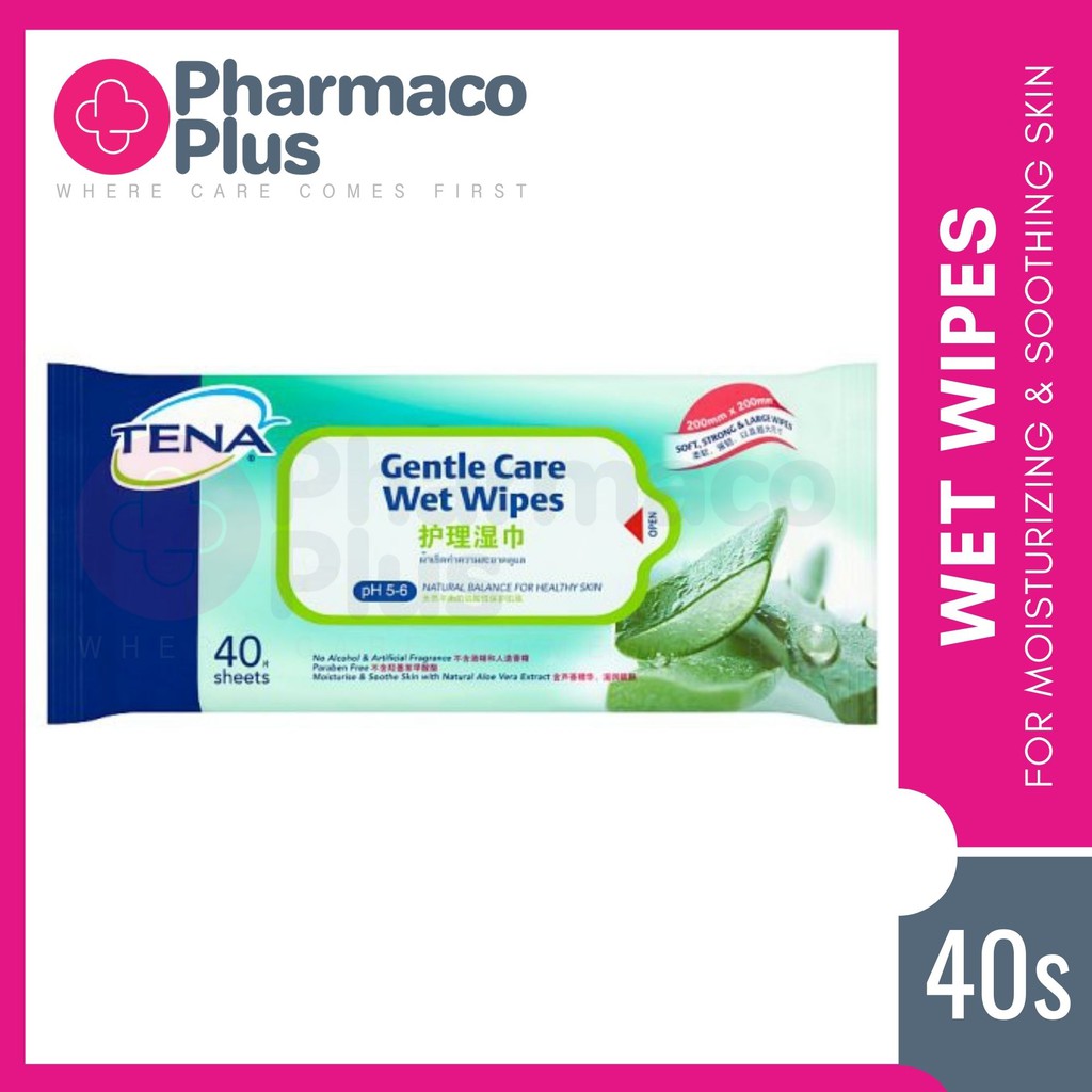 TENA Gentle Care Wet Wipes with Natural Aloe Vera Extract pH56