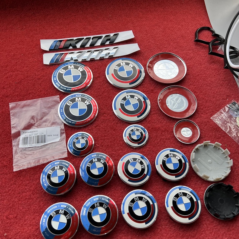 7Pcs/Set BMW 50th Anniversary Front and Rear Grille Logo KITH Steering