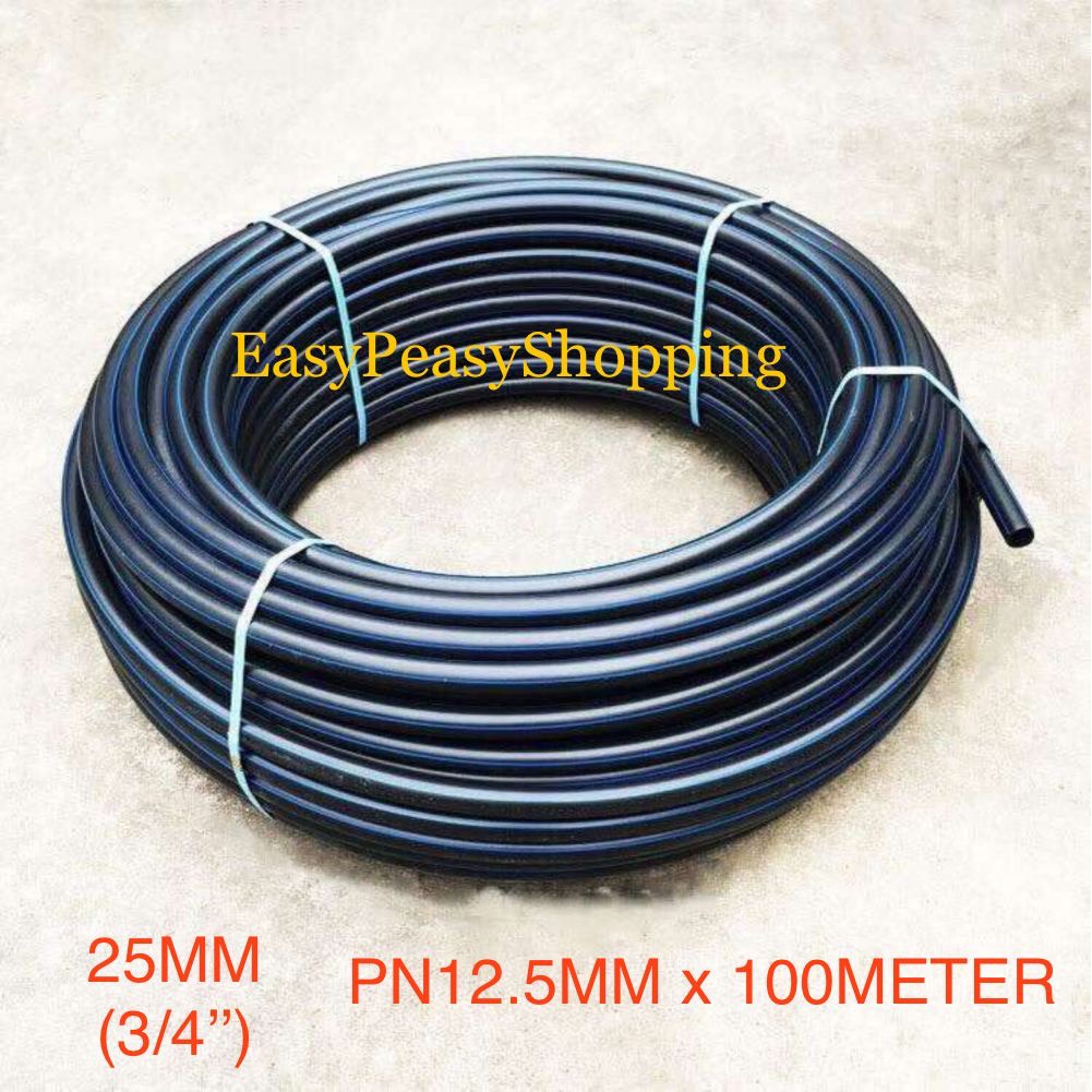 HDPE Poly PP Black Irrigation Poly Pipe / Polypipe Roll 3/4" 25MM x PN12.5 x 100 Meter /Poly