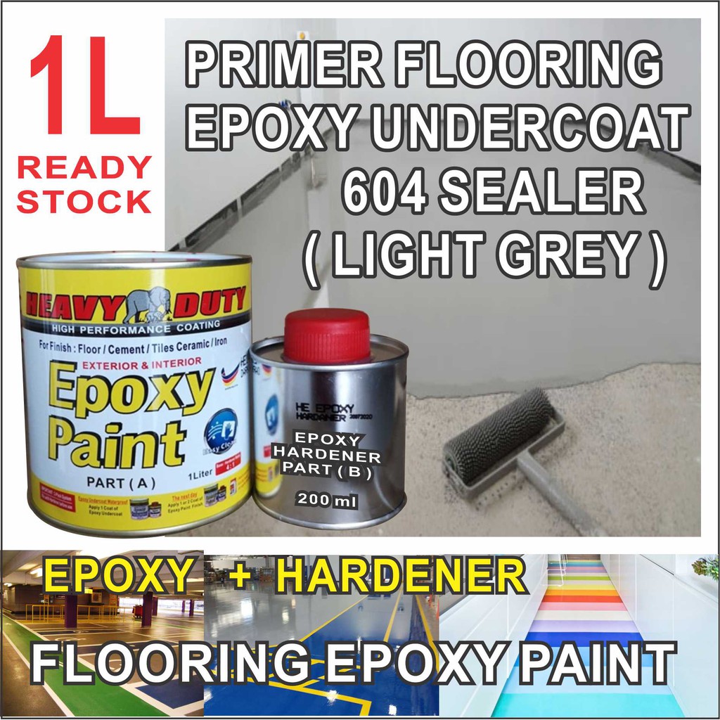 1L ( 1 Liter ) PRIMER FLOORING ( 604 SEALER ) HEAVY DUTY BRAND EPOXY PAINT UNDERCOAT floor and