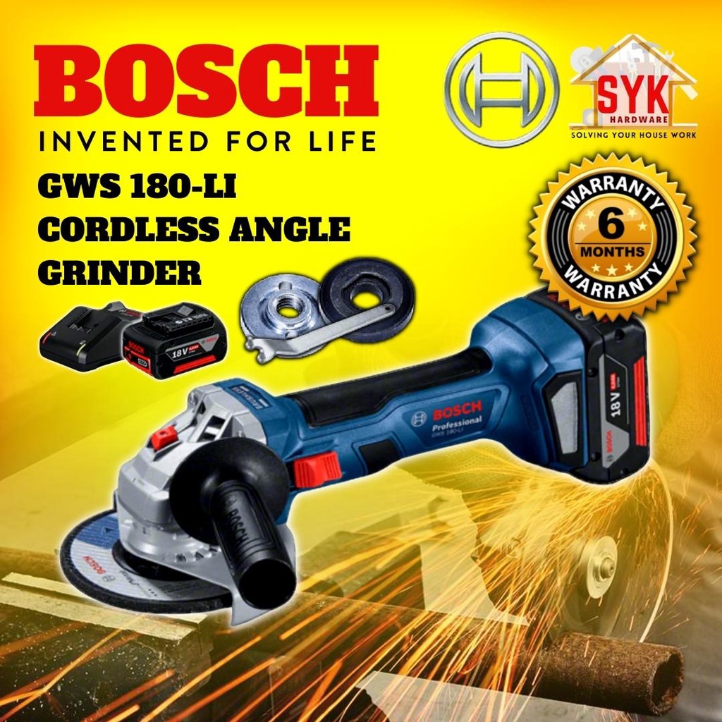 SYK RM120 CASH BACK BOSCH GWS 180LI Cordless Angle Grinder Cordless