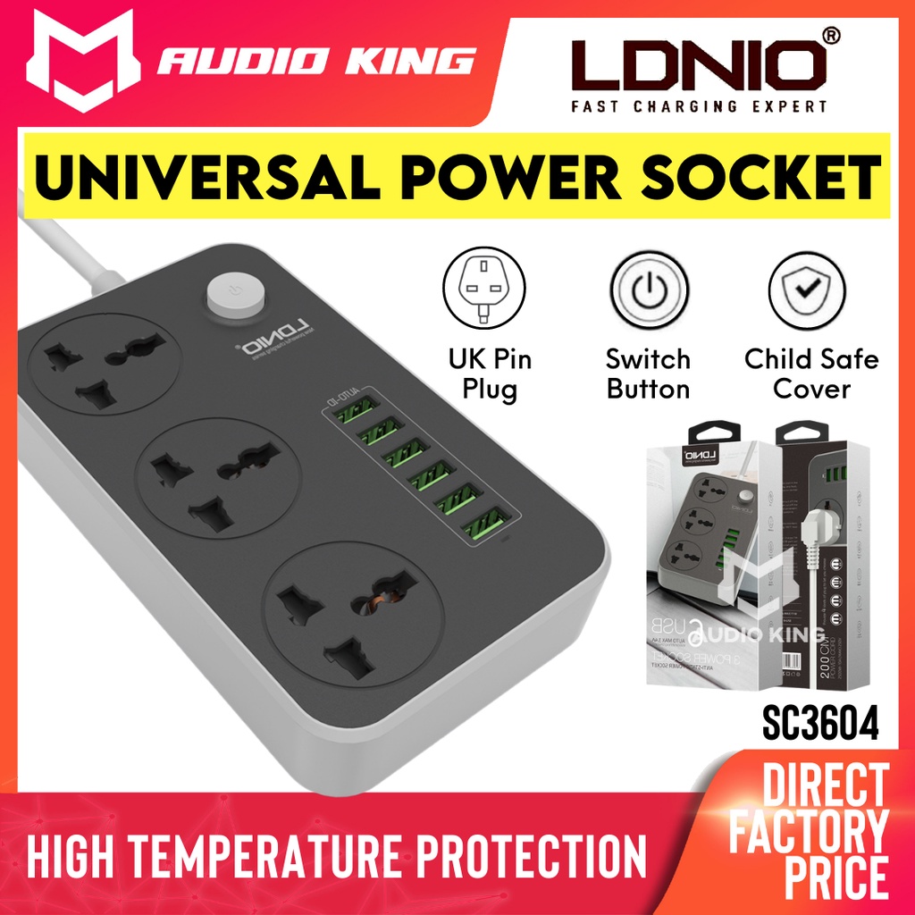 LDNIO Power Socket Extension Plug With USB Port Extension Wire