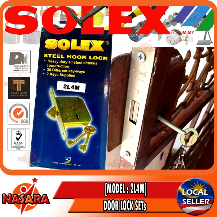 NASARA (MODEL 2L4M) SOLEX HEAVY DUTY IRON GRILL DOOR HOOK LOCK