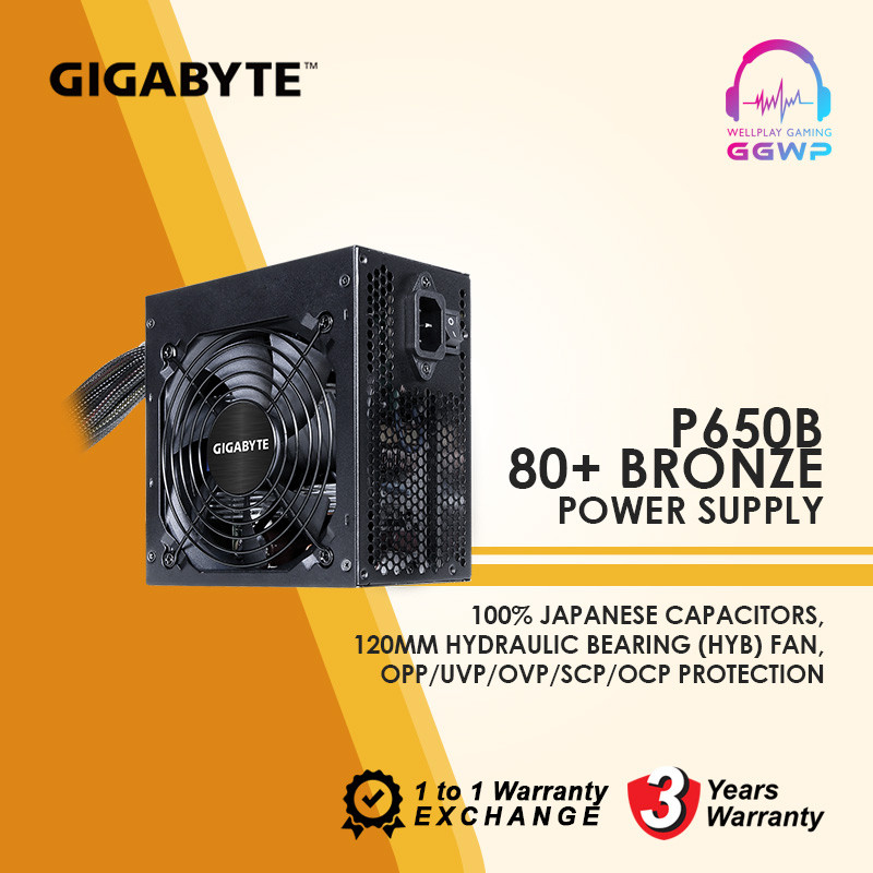GIGABYTE 650W PSU P650B 80+ BRONZE Power Supply Shopee Malaysia