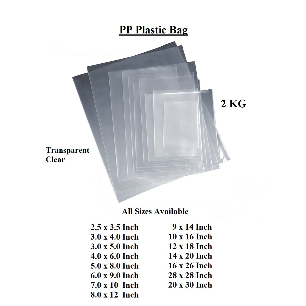 PP Clear Plastic Bag / Transparent Poly Plastic Bag / beg plastik
