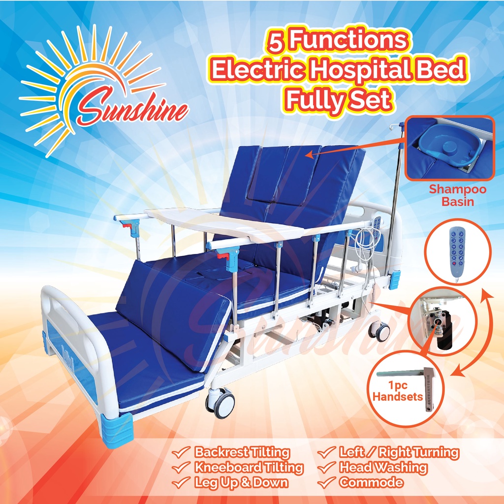 5 Functions Electric Hospital Bed Fully Set Shopee Malaysia