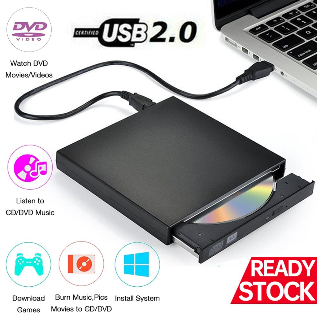 External CD DVD Drive, USB 2.0 Slim Protable External CDRW Drive DVD