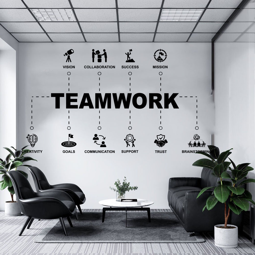 Large Teamwork Values Office Team Spirit Wall Decal Office Motivational
