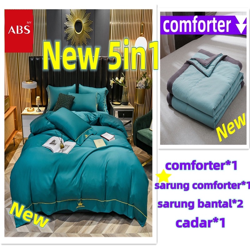 ABSMY 5in1 Noble ice silk detachable pocket poket bedding set cadar selimut comforter sarung