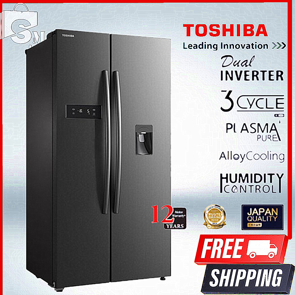 FREE SHIP Toshiba GRRS682WEPM Side by Side Fridge 591L with Water Dispenser Dual Inverter GR