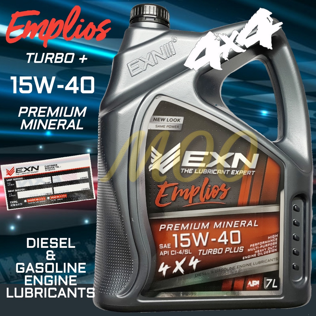 EXN EMPLIOS TURBO PLUS SAE 15W40 PREMIUM MINERAL 4x4 DIESEL ENGINE OIL